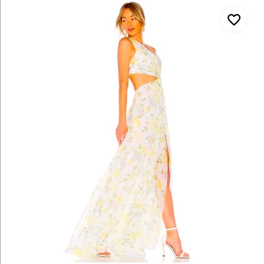 Cinq A Sept Goldie Maxi One Shoulder Cut Out Gown In Gardenia Floral